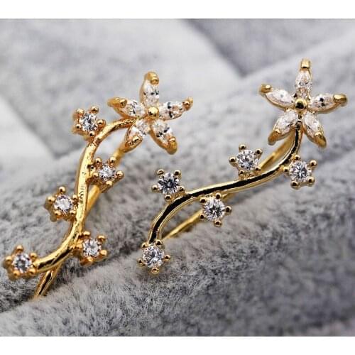 Earings Fashion Jewelry Flower Stud Earrings Aretes De Mujer Vintage Gold Earrings Wedding Anniversary Gift For Women OBS1321