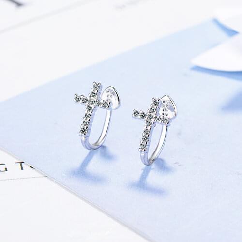 Crosses Small Earrings Female 925 Sterling Silver Fashion Hoop Earrings For Women Wedding Party Gift Fine Jewelry