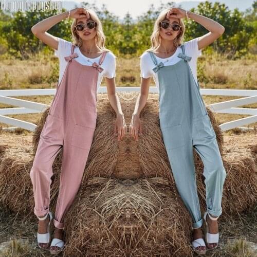 Elegant Age Reduction Sleeveless Jumpsuits Women High Waist Loose Casual Playsuits Overalls Femme Pure Color Clothes
