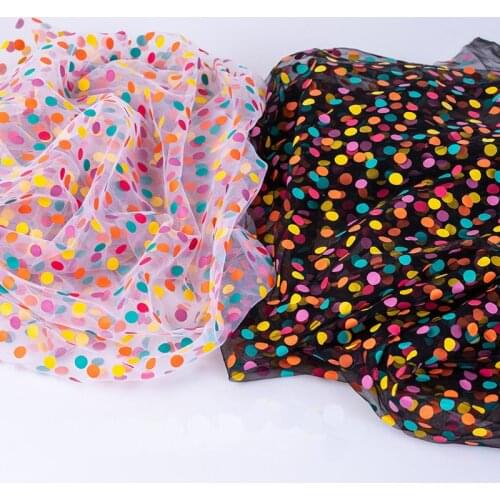 1m/lot Colorful Polka Dot Mesh Lace Fabrics DIY Sewing Summer Dress Hairpin Skirt Baby Clothes Curtain Decorative Fabric