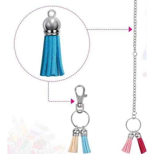 120Pcs Acrylic Keychains Blanks Tassels Keychain Pendant Bulk for DIY Key Chain Key Rings Jewelry Making Craft Supplies