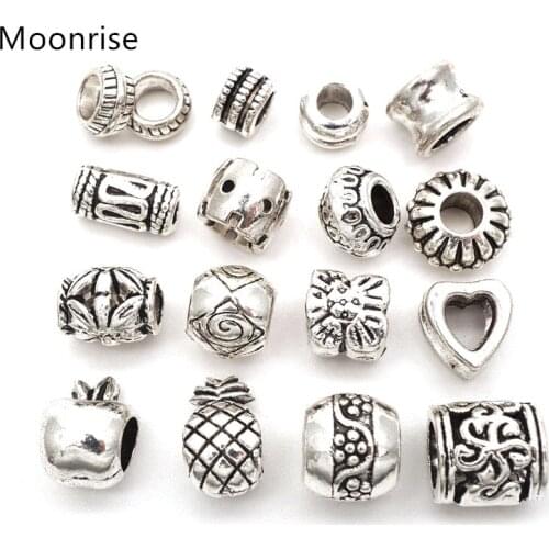 20Pcs Bali Style Tibetan Silver Metal Alloy Spacer Beads Large Hole Beads For DIY Jewelry Making Handmade Bracelets Accessories