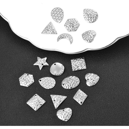 50Pcs Fashion Stainless Steel Bump Geometric Round Square Embossing Earring Ear Base DIY For Jewelry Making Supplies