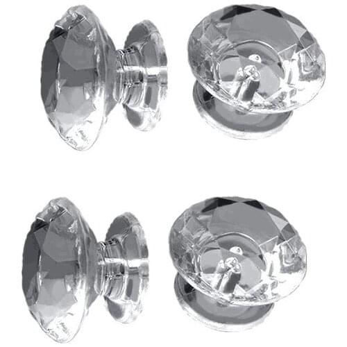 500PCS Diameter 18MM Clear Crystal Diamond shape Door Pull Handle Transparent Acrylic Knob Cabinet Drawer knobs Home Decoration