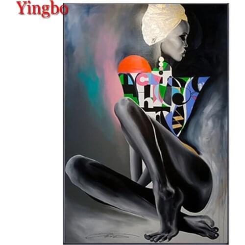 5D Diy Diamond Painting Abstract art sexy black woman Full Square Cross Stitch Diamond Embroidery Round Drill Home Decor