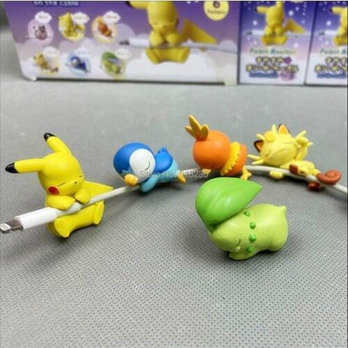 60PCS Slepping Pika Pip Tor Meo Chi Cle 5CM Figures Cable Protector For Android PVC Toys
