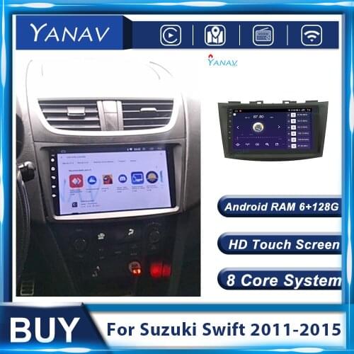 128G Android Auto GPS Navigation 2 Din Stereo Receiver Car Radio For Suzuki Swift 2011-2015 Multimedia MP3 Player Touch Screen
