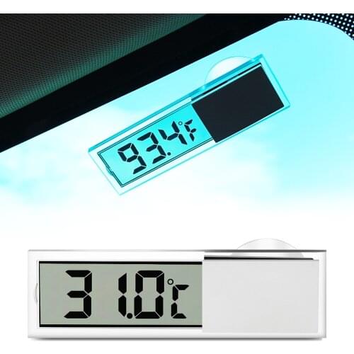 Car Thermometer Osculum Type Celsius Fahrenheit Lcd Digital Temperatures Meter Suction Cup For Indoor Outdoor Jw