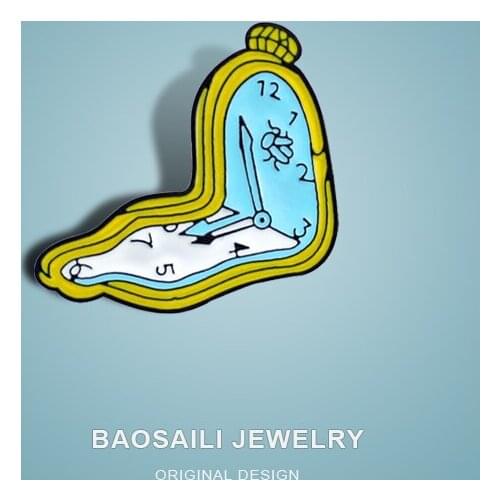 Warped Clock Badge Warped Dial Brooch Denim Jacket With Accessories Pins Metal For Backpack Brooches For Womens Clothing