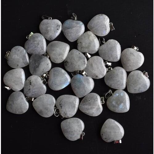 Love Heart Stone Beads Pendants 20mm Wholesale Charms natural labradorite stone For DIY Jewelry Making Women Gift free shipping