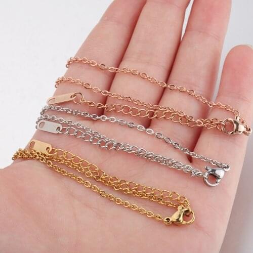 Fnixtar 20Pcs/Lot Stainless Steel DIY Chain Bracelets Making Jewelry Accessories 2mm Thickness 18+6cm 20+6cm Length Chains