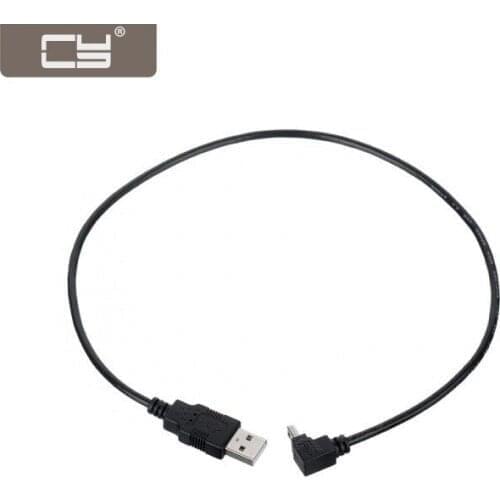 CYDZ Mini USB 2.0 B Type 5pin Male Down Angled 90 Degree to USB Male Data Cable 0.5M