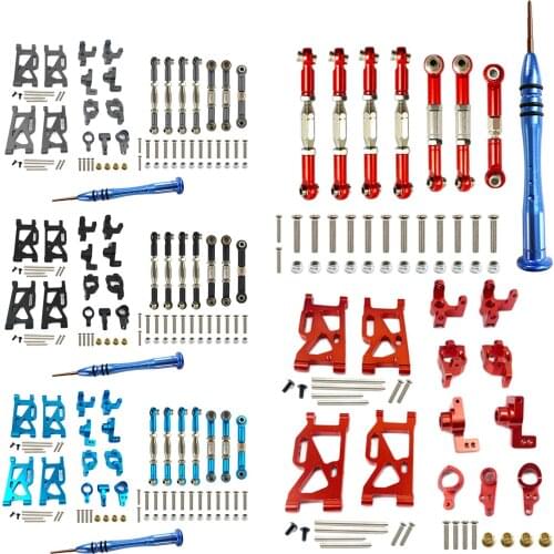 For WLtoys 1:14 144001 RC Car Upgrade Parts Metal Steering Arms C Rear Hub Carrier Pull Rod Linkage Accessories Set