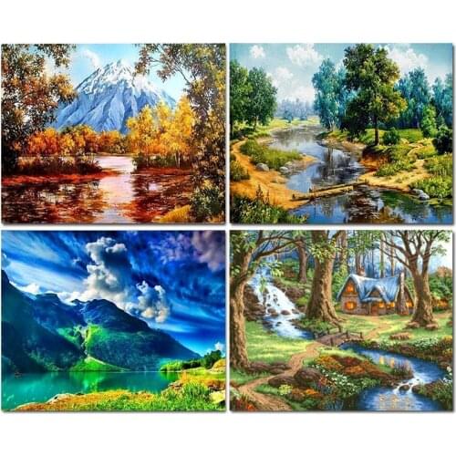 GATYZTORY 60x75cm Paint By Numbers For Adults Landscape Drawing On Canvas Tree Lake Home Decor Acrylic Paints Decorative Frames