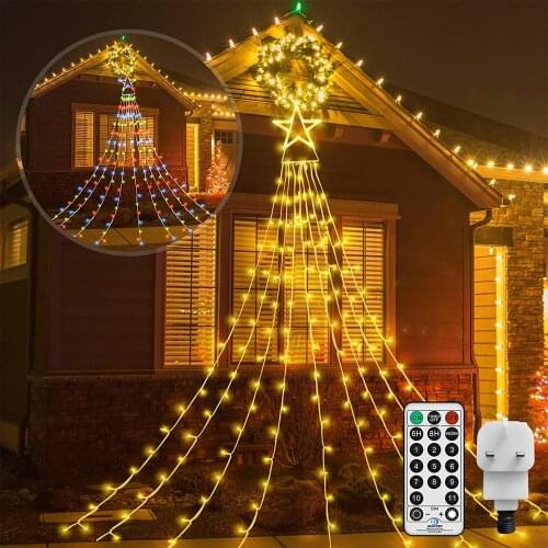 350 LED 8 Lighting Modes Fairy String Light Outside Tree Wall Decorations for Yard, Garden, New Year,Holiday,Birthday,Wedding