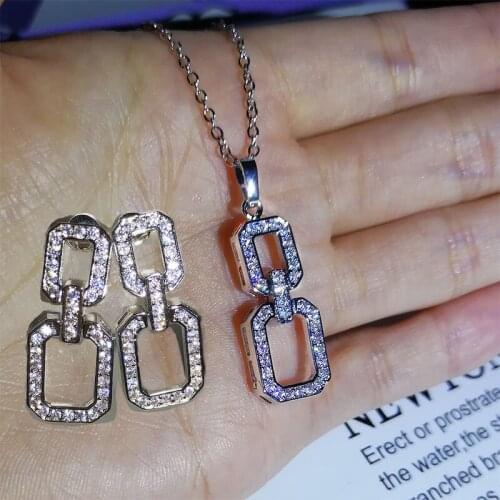 Exquisite Fashion 8-character Number Geometric Ladies AAA Zirconia Jewelry Set Wedding Banquet Luxury Jewelry Earrings Necklace