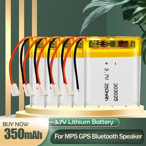 303035 3.7V 350mAh Lithium Polymer Li-Po Li ion Rechargeable Battery For GPS Bluetooth Audio Locator Driving Recorder Smartband