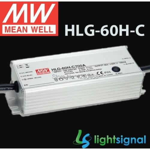 MeanWell LED driver HLG-60H-C with 60W IP65 / IP67 Waterproof PFC optional dimming LED driver