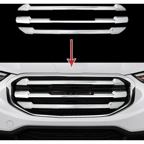 Car Grille Overlay Front Grill Trim Covers Inserts FOR GMC TERRAIN 2018 2019 Car Front Hood Middle Billet Mesh Horizontal Trim