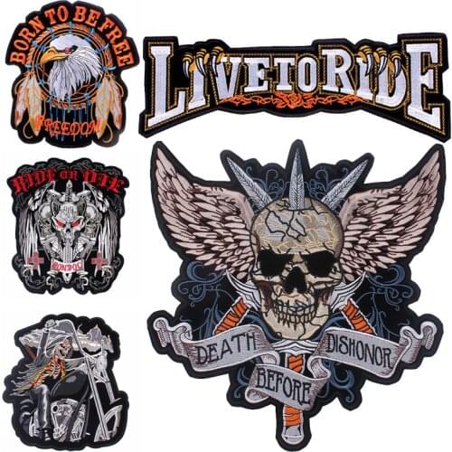 Eagle Skull Patches On Clothes Punk Rock Embroidered Patches For Jeans Jackets Badge Hippie Applique Large Patch Accessories