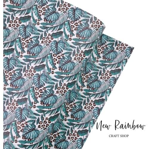New Rainbow Pre-Order Litchi Faux Leatherette 1.0mm Tropical Palm Leaves with Leopard For Cricut, Hairbows, Clips, Earrings, DIY