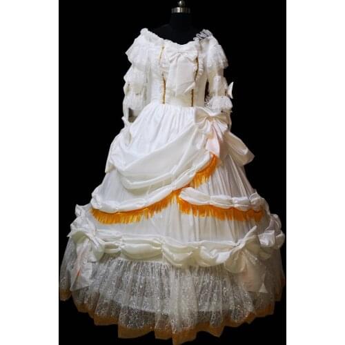 New white Vintage costumes 18th Duchess Retro medieval Renaissance Reenactment Theatre Civil war Victorian dress D-358