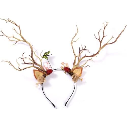 Omen Christmas Headband Retro Tree Branch Deer Ears Antler Hair Hoop Girls Hair Styling Tool Hair Accessories Christmas Decorat