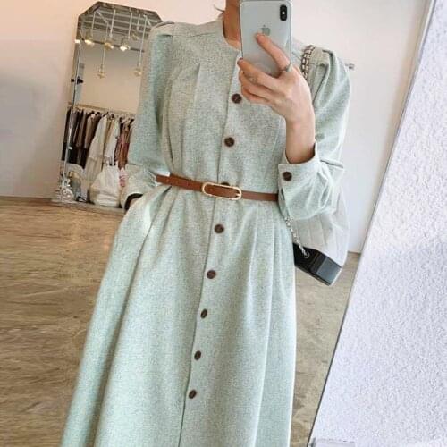 WAVSIYIER midi dress women dresses elegant autumn winter a-line party vintage loose woman korean style 2020 long sleeve vestidos