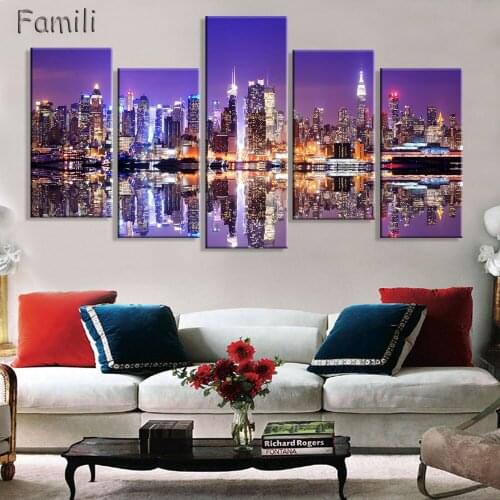 5Piece Modern Home Decorative wall Painting New York City Art Picture Print on Canvas Wall Pictures For Living Room