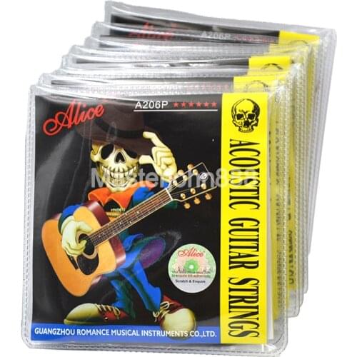 10 Sets Alice A206P-SL Acoustic Guitar Strings Stainless Steel Phosphor Bronze Color Strings Wholesales Free Shippng