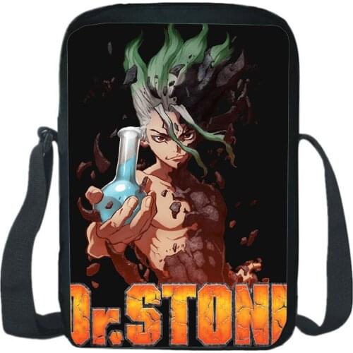 Dr Stone Shoulder Bag Fashion Cartoon Anime Cosplay Messenger Bag Teen CrossBody Small Rucksack Boy Girl Sling Knapsack Gift