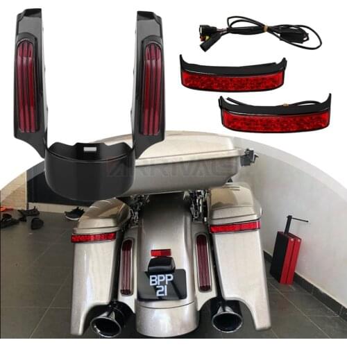 Motorcycle LED Tail Brake Light Rear Fender Extension Fascia Set For Harley Touring Electra Road Glide 2014-Later