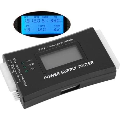 Power Supply Tester for LCD Display Computer Power Supply Diagnostic Tester PC-power Supply/ATX /BTX /ITX Compliant Black