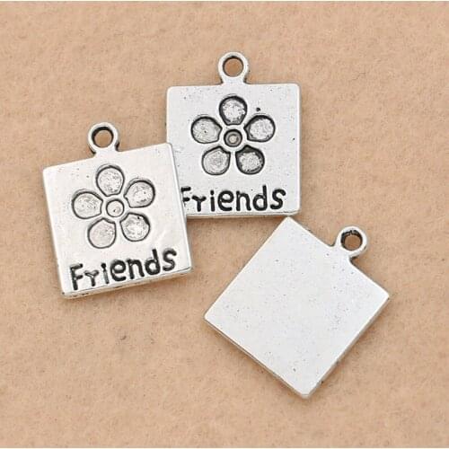 Tibetan Silver Plated Friends Flower Charms Pendants for Jewelry Making Bracelet Diy Necklace Charm Handmade Crafts 17x14mm
