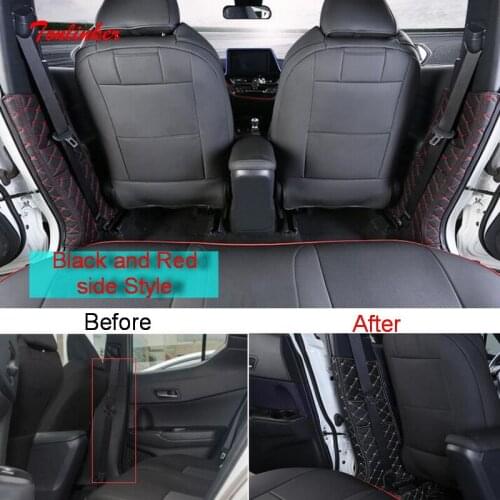 Tonlinker Interior Car B-pillar Anti-Dirty Pad Cover Sticker for Toyota CHR 2018-20 Car Styling 2 PCS PU Leather Cover Sticker