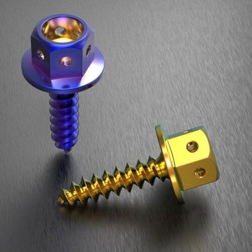 Universal Craftsman Titanium M6 M8 M10 M12 Nuts M5*15 tapping Screw Flange Nut Screws Bolts for Motorcycle Bicycle Bike studs