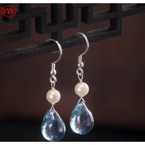 S925 silver ink pearl earrings women