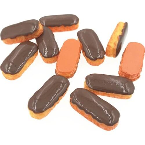 10Pcs/lot Resin Cabochon Simulation Fake Food Flat Back Resin Cabochons Artificial Chocolate Bread DIY Embellishment Phone Decor