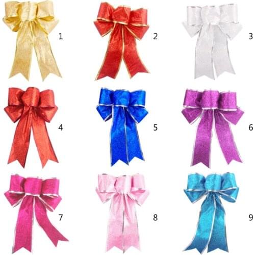 10Pcs Hair Rubber Christmas Tree 9 Colors Ribbon Bow ,10inch x 8 inch Handmade Hanging Ornaments for Holiday