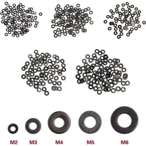 100PCS M2/M3/M4/M5/M6/M8 Carbon Steel Flat Machine Washer Plain Black Washer Furniture Gaskets