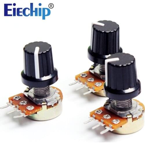 5pcs/lot WH148 with knobs Potentiometer 10K 15mm Linear Potentiometer volume adjustment set of resistors