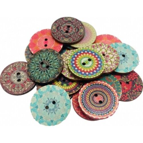 50pcs Retro series Wood Buttons Sewing Handwork Scrapbook Clothing DIY Crafts Gift Card Making Accessories 7NK251