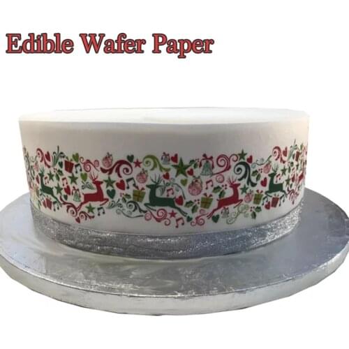 8pcs/lot Reindeer Wreath Edible Wafer Paper Cake Wrapper,Pre-cut Christmas Party Cake Creative Decoration Tools