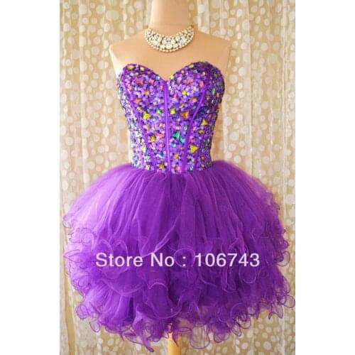 Free shipping 2018 sweetheart design sexy sequin short crystal noble really photo mini prom party GOWN bridesmaid dresses