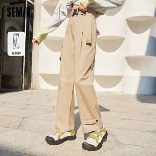 SEMIR Casual Pants Women Autumn 2021 New Straight Pants Loose Tapered Trousers Black Ladies Overalls