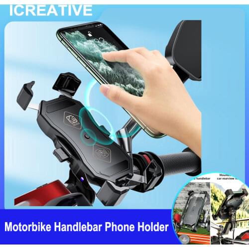 USB Motorcycle suporte celular moto Motorbike Handlebar Mobile Cell Phone Wireless Charging Mount Holders For 3.5-6.5inch Phone