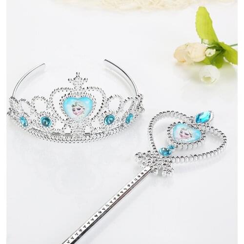 Childrens Cosplay Toys Birthday Party Crown Frozen Crown Magic Wand Toys Sofia Elsa Princess Lovely Girls Kids Hair Accessories