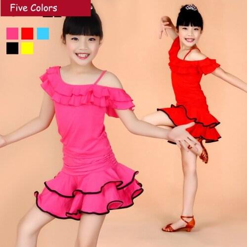 95-165cm Girl Kids Dress For Ballroom Dancing Children Cha Cha Salsa Samba Dance Dresses Child Latin Leotard Costumes Clothing