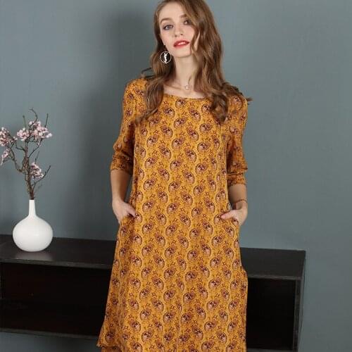 2021 new summer dress childrens fashion temperament slim round neck waist mid length Chiffon print dress