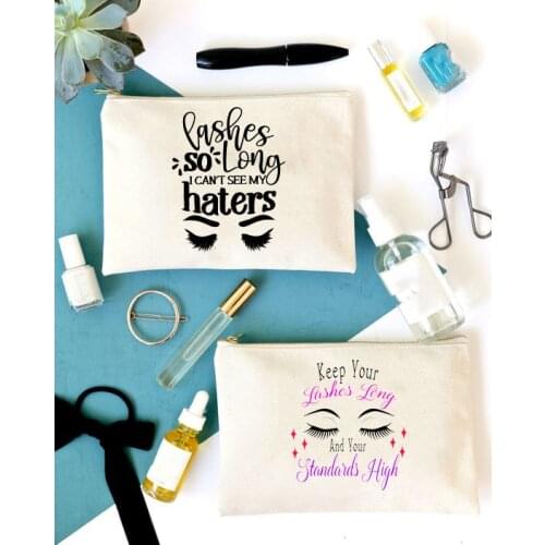 Lashes Long Coffee Strong MakeUp Cosmetic Bags Beauty Bag Makeup Pouch Reusable Canvas Eco Canvas Portable Travel Bags